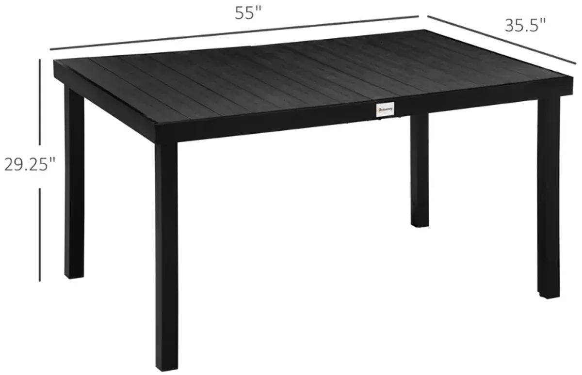 Black Outdoor Dining: Rectangular Aluminum Patio Table for 6