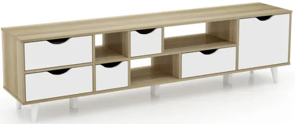 TV Stand for TVs up to 65” Television Cabinet w/ 5 Drawers & 3 Open Shelves