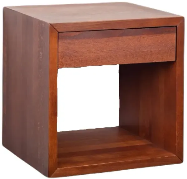 Medium Mid-Century Modern Hardwood, Walnut Finish Floating Nightstand with Drawer - Bedside Table for Bedroom