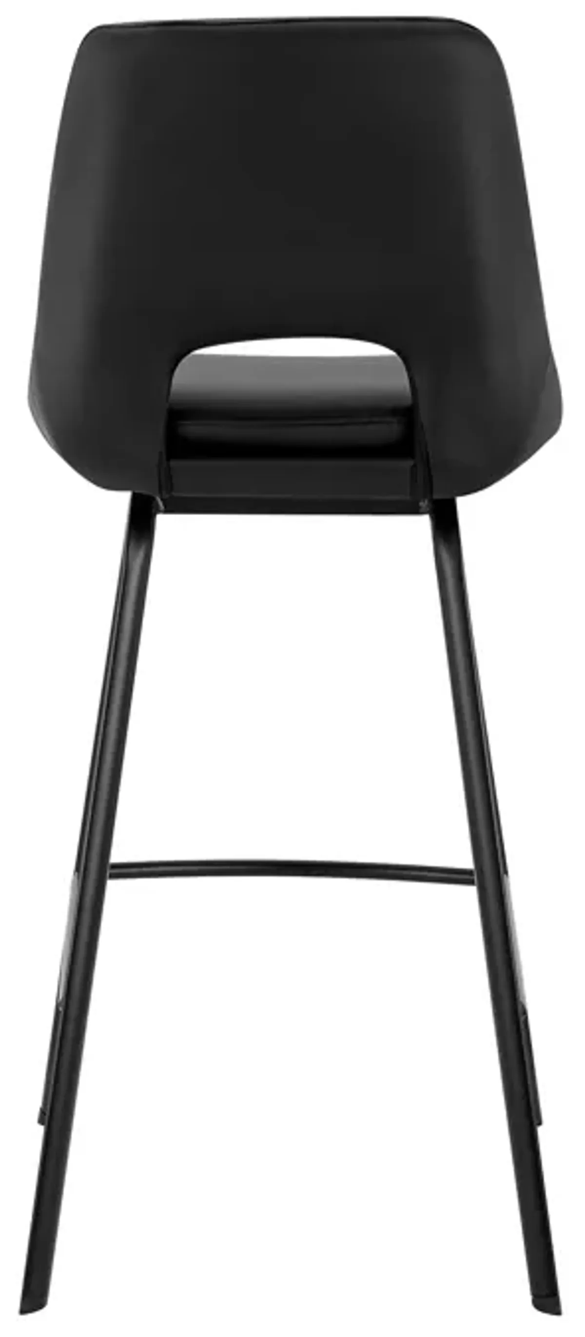 Carise Gray Faux Leather and Black Metal Swivel Bar Stool