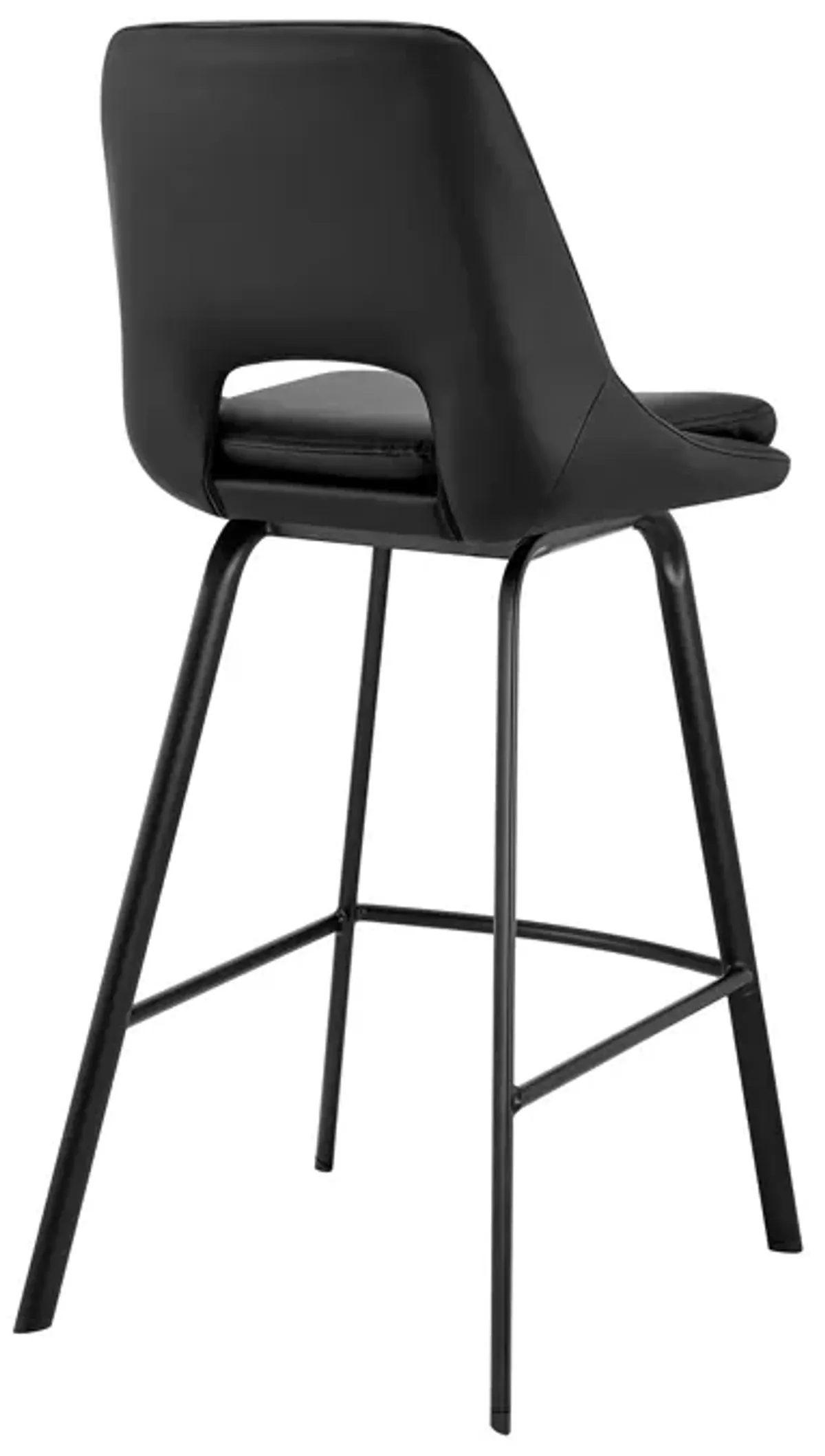 Carise Gray Faux Leather and Black Metal Swivel Bar Stool