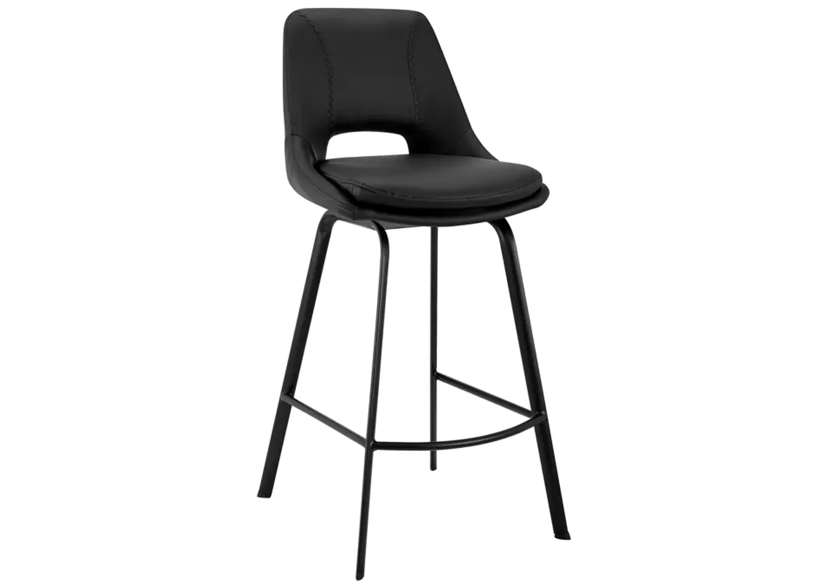 Carise Gray Faux Leather and Black Metal Swivel Bar Stool