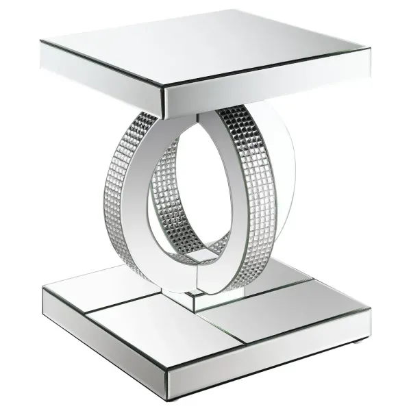 Breena Sqaure Mirrored Acrylic End Table Silver