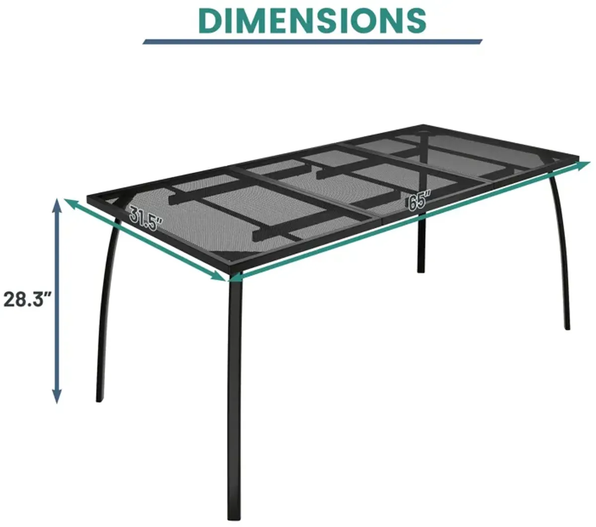 MONDAWE Extra Large Steel Mesh Table All-Weather Rectangle Dining Table  For Patios