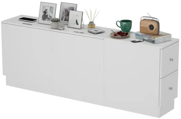 FUFU&GAGA Modern Bedside Table with Hidden Storage, Spacious Countertop & Moisture-Proof Design, Nightstand for Bedroom (63" W x 23.6" H x 11.8" D),White