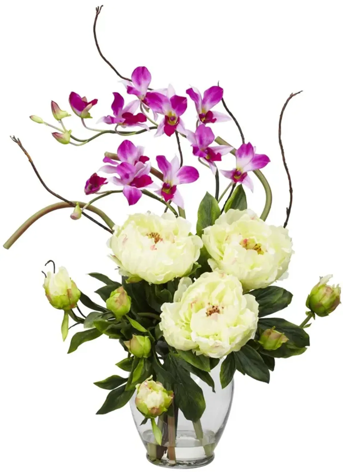 Nearly Natural Peony & Orchid Arrangement