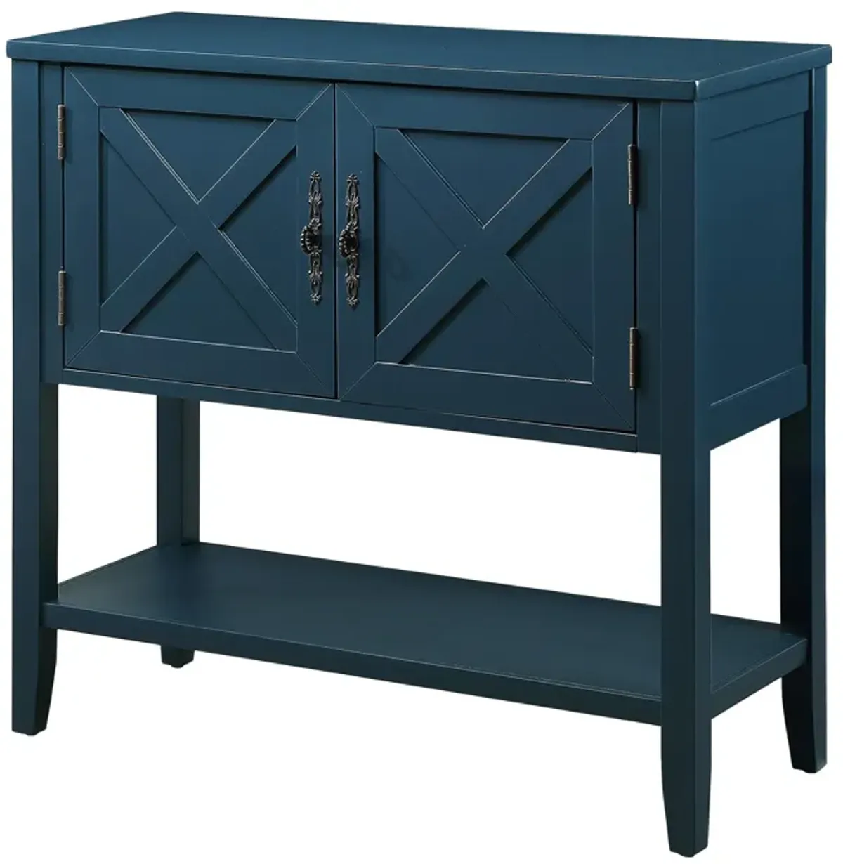 Gewnee  35" Rustic Charm Farmhouse Console Table for Storage and Display, Navy Blue