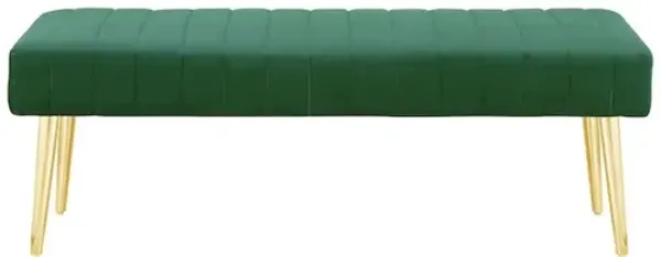 Pangea Home Gold Hilda Bench Velvet Green