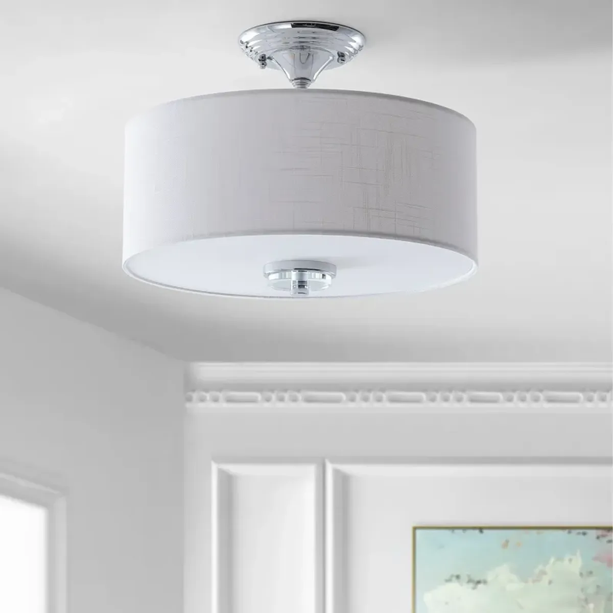 Marc Metal/Crystal LED Semi Flush Mount