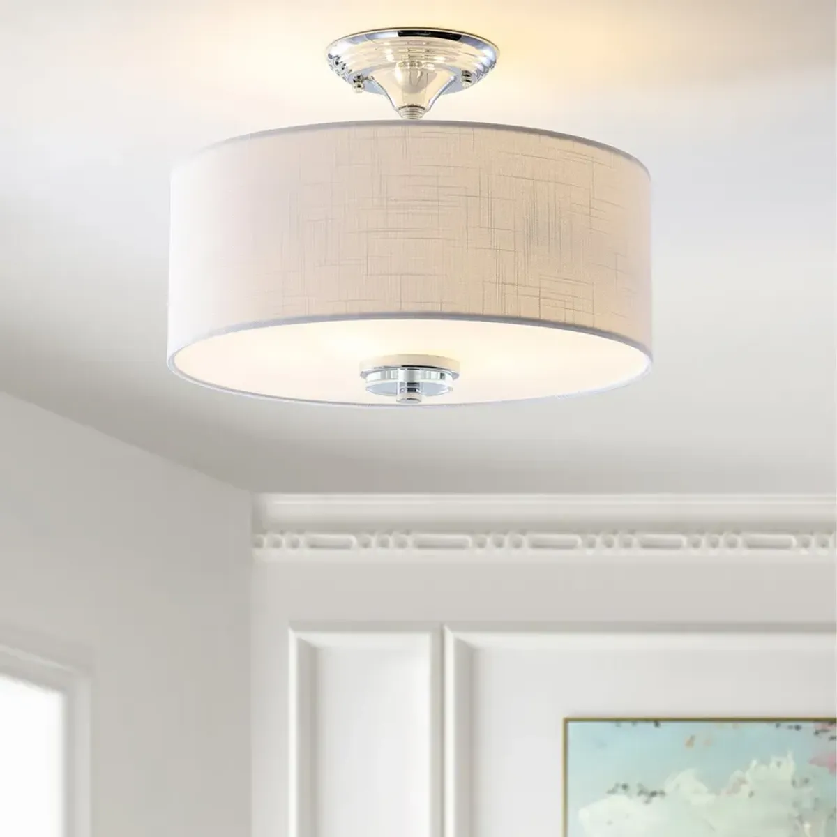 Marc Metal/Crystal LED Semi Flush Mount