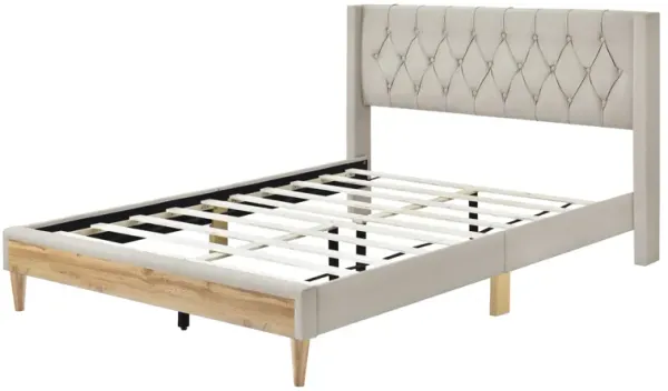 4-Pieces Bedroom Sets Queen Size Upholstered Platform Bed With Two Nightstands And Storage Bench