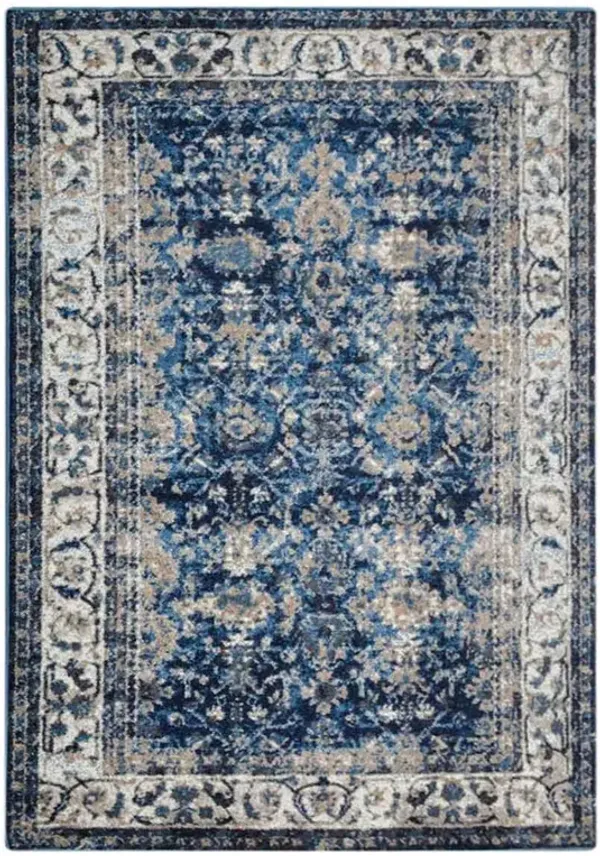 RUGSOTIC CARPETS MACHINE MADE HEATSET POLYPROPYLENE AREA RUGS  - 8'x10', Rectangle Shape, Ivory Blue Color, Classic Oriental Traditional  Design, Midium Pile Machine Made Area Rugs (M00015)
