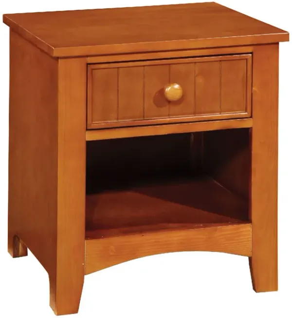 Omnus Wood Night Stand, Oak Finish-Benzara