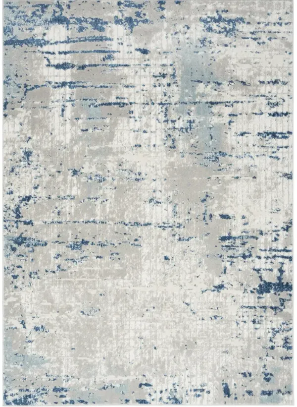 Quarry QUA01 Ivory/Gray/Blue 6'7" x 9'6" Rug