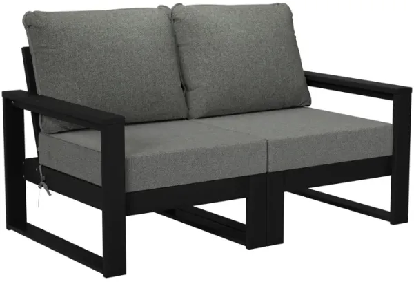 WestinTrends Outdoor HDPE All-Weather Modern Patio Loveseat with Waterproof Cushions