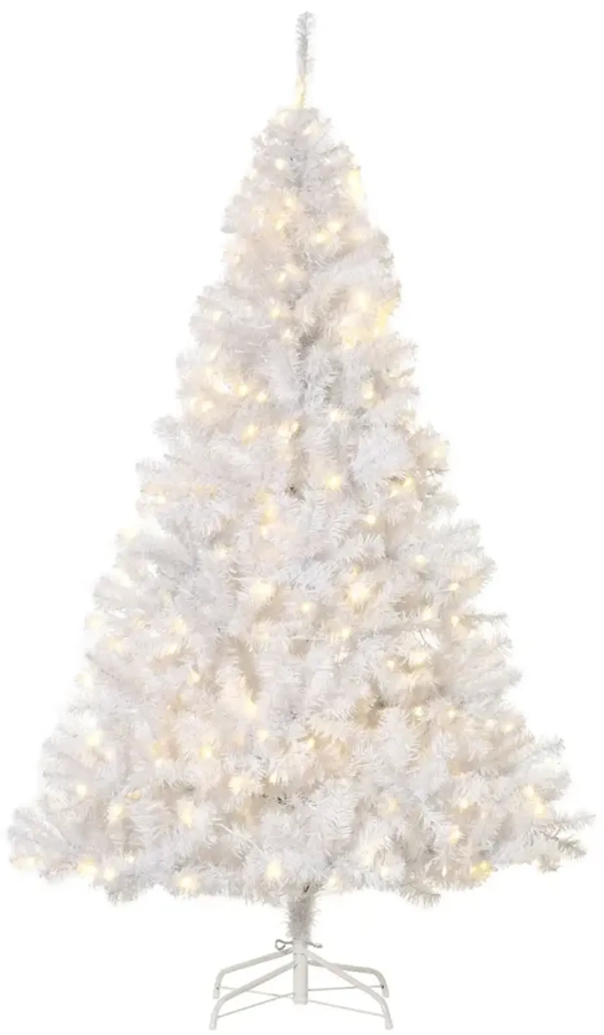 6' PVC Pre-lit Full Artificial Christmas Xmas Tree Metal Stand White