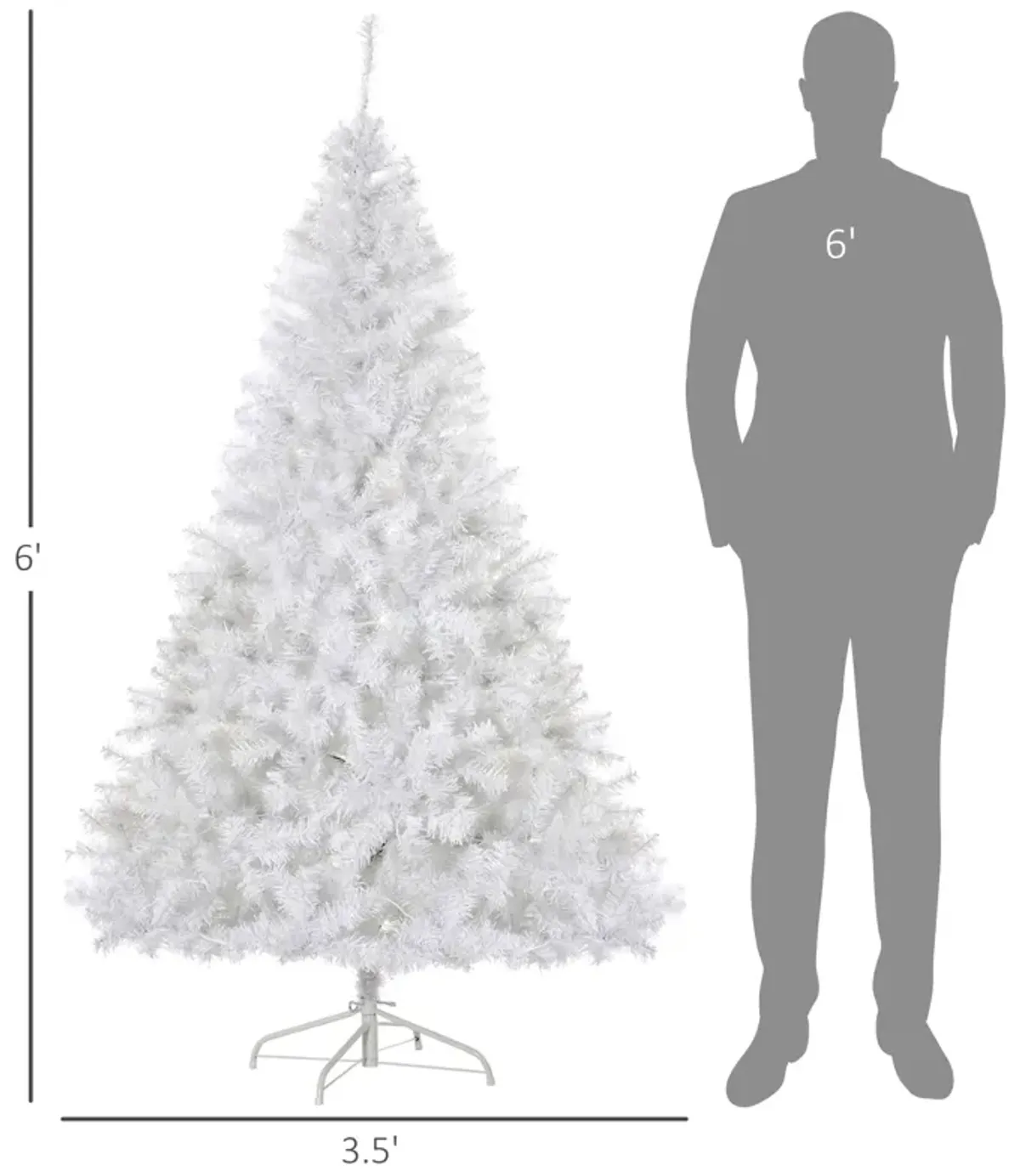 6' PVC Pre-lit Full Artificial Christmas Xmas Tree Metal Stand White