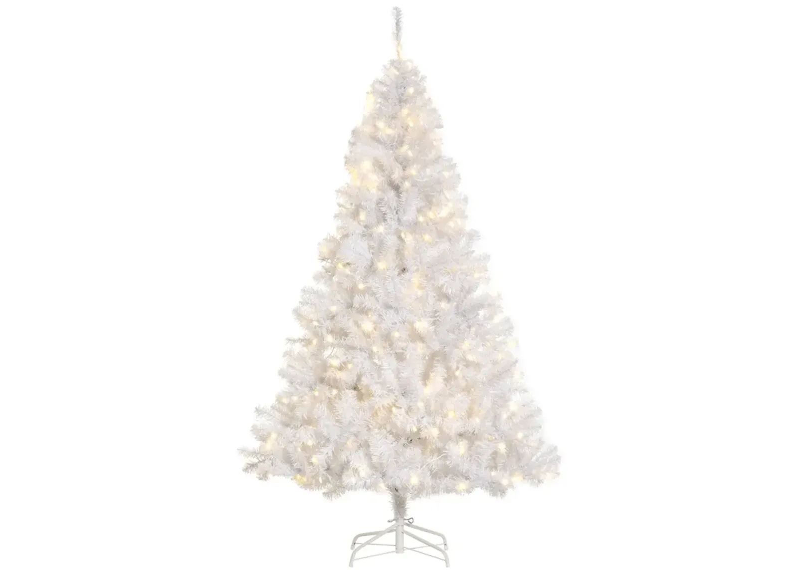 6' PVC Pre-lit Full Artificial Christmas Xmas Tree Metal Stand White