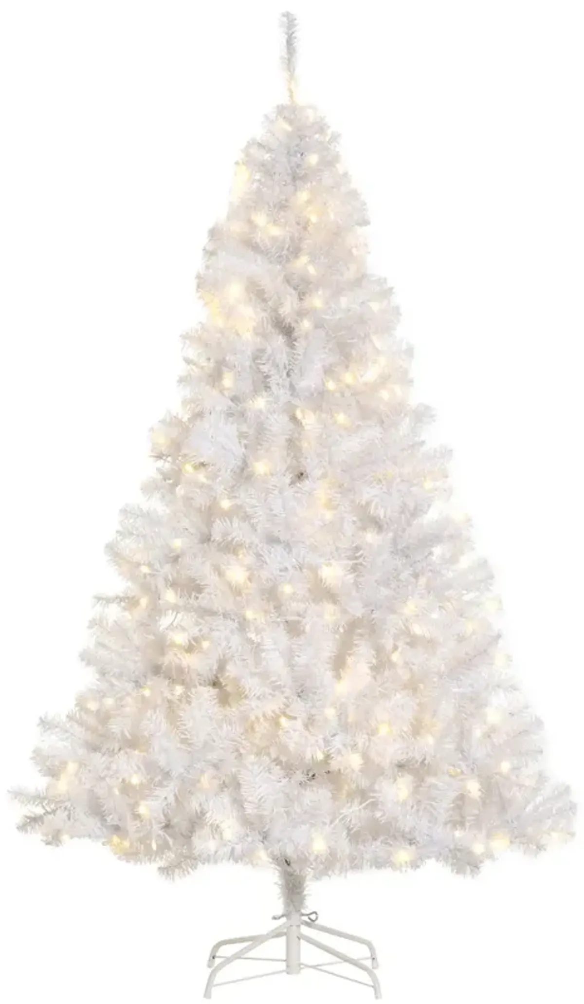 6' PVC Pre-lit Full Artificial Christmas Xmas Tree Metal Stand White