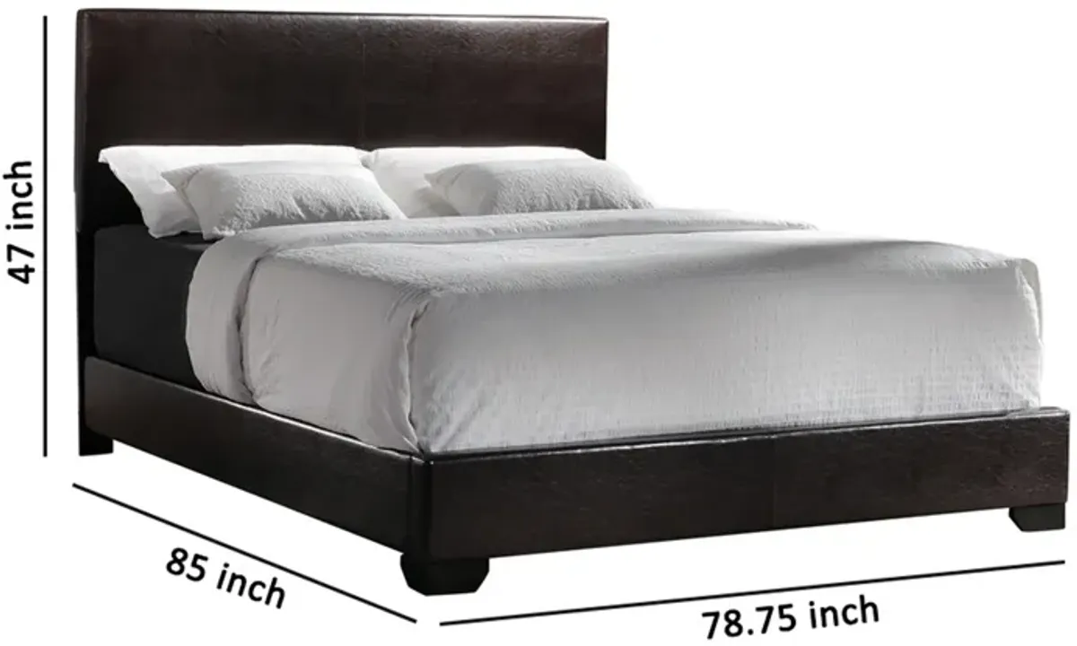 Contemporary Style Leatherette Eastern King Size Panel Bed, Dark Brown-Benzara