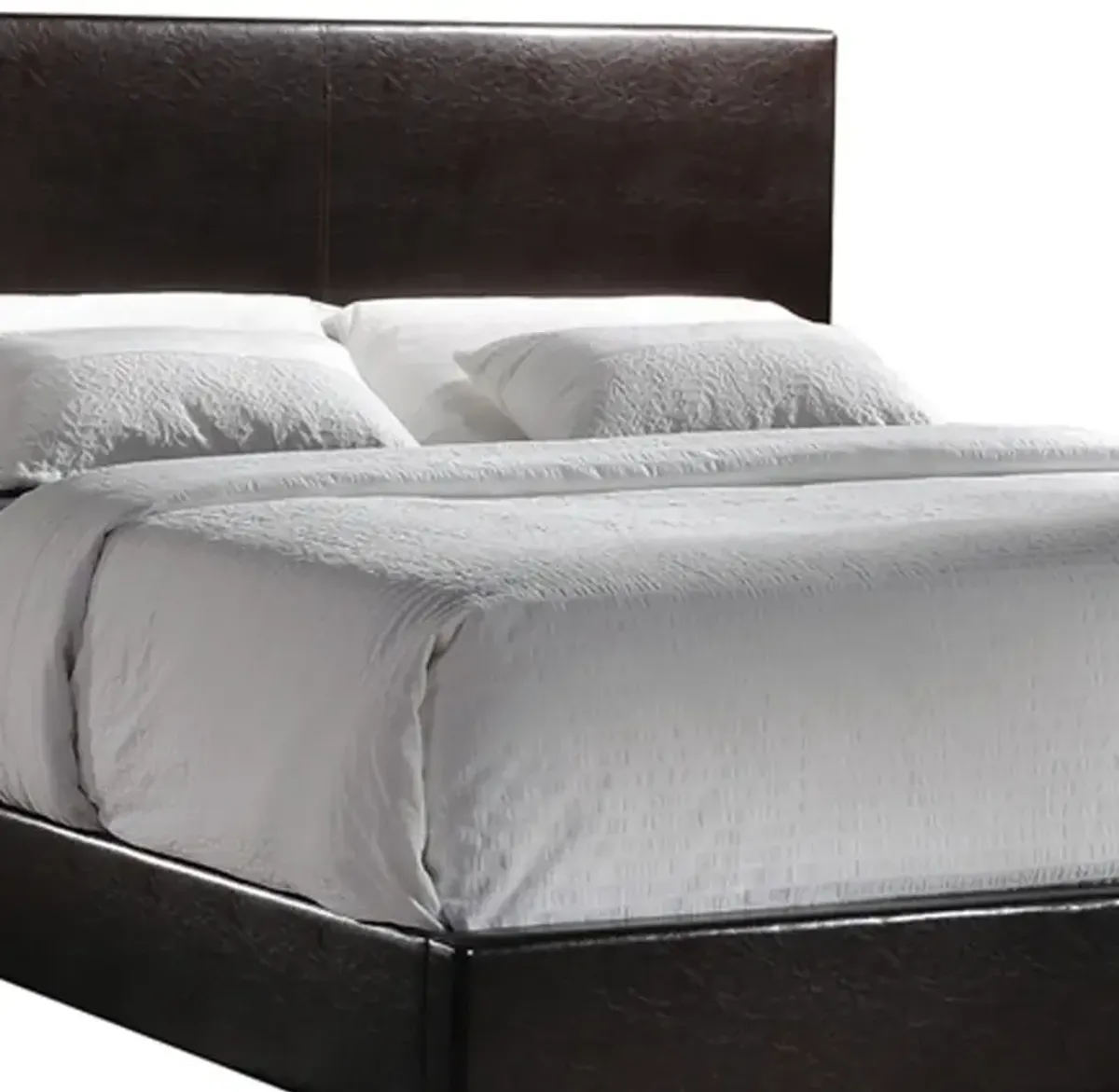 Contemporary Style Leatherette Eastern King Size Panel Bed, Dark Brown-Benzara