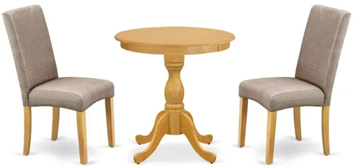 East West Furniture - ESDR3-OAK-16 - 3-Pc Kitchen Dining Set - 2 Parson Chairs and 1 Modern Dining Table (Oak Finish)