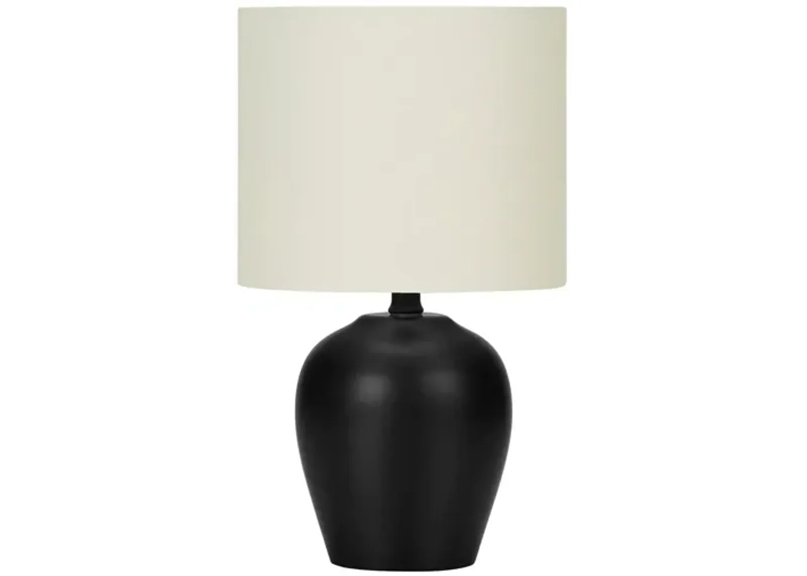 Monarch Specialties I 9738 - Lighting, 17"H, Table Lamp, Black Ceramic, Ivory / Cream Shade, Transitiona