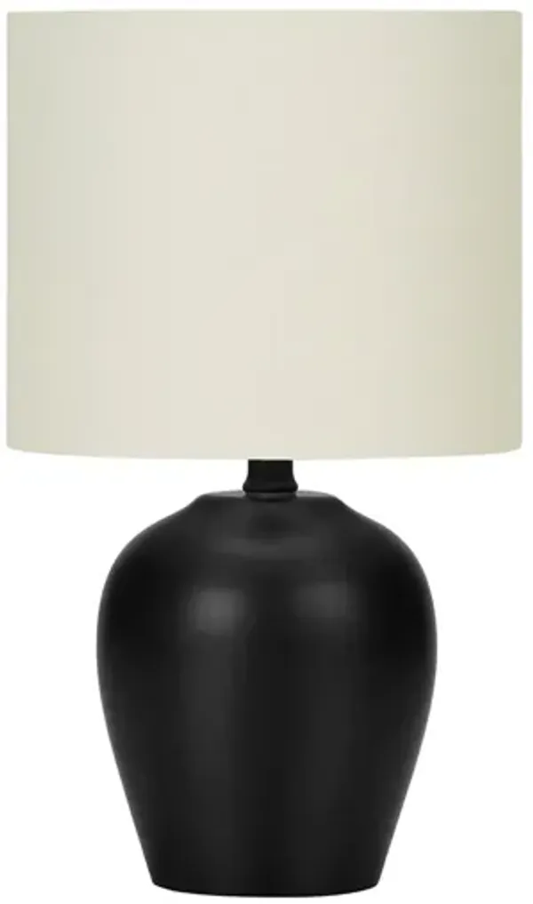 Monarch Specialties I 9738 - Lighting, 17"H, Table Lamp, Black Ceramic, Ivory / Cream Shade, Transitiona