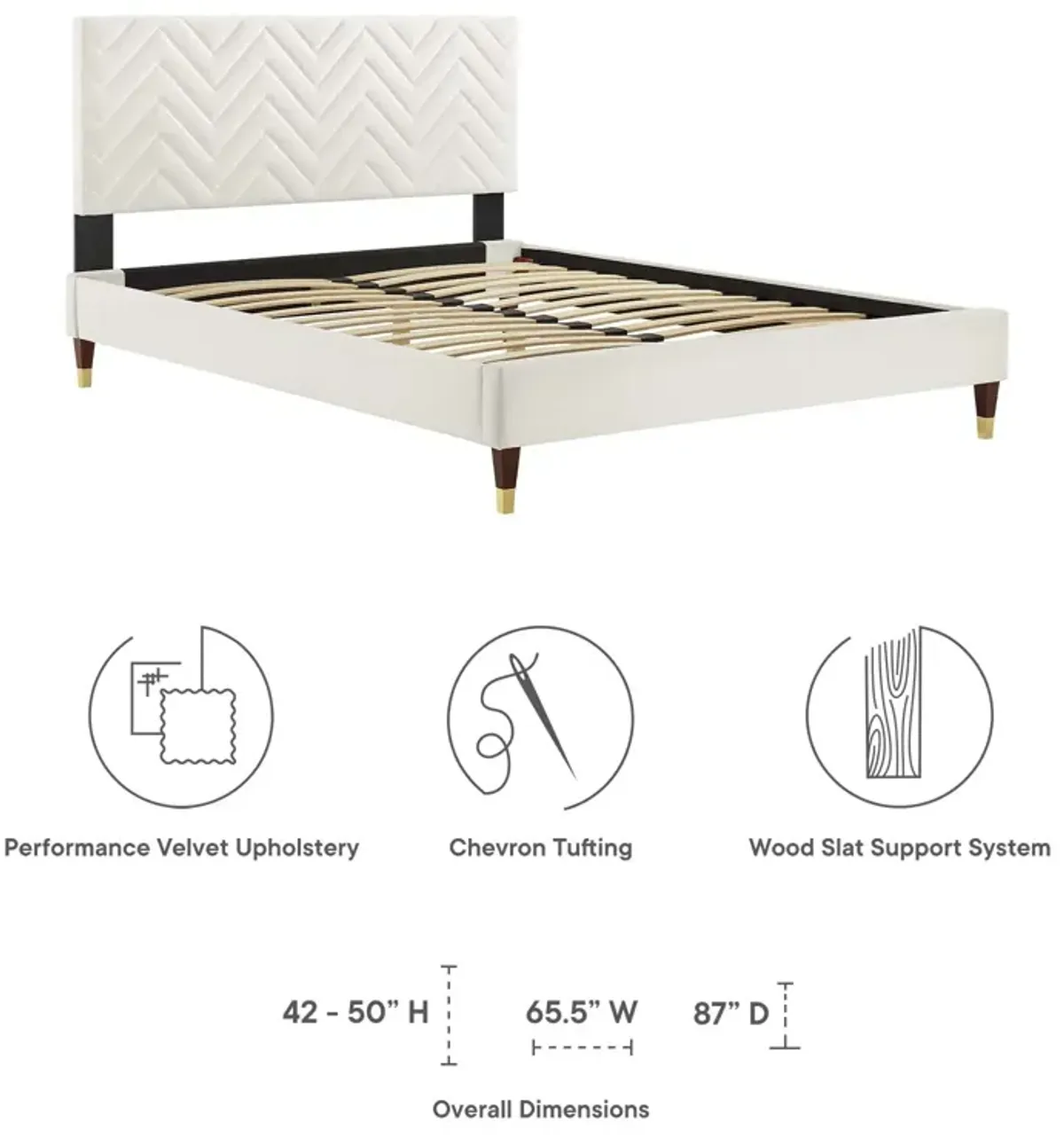 Modway - Leah Chevron Tufted Performance Velvet Queen Platform Bed