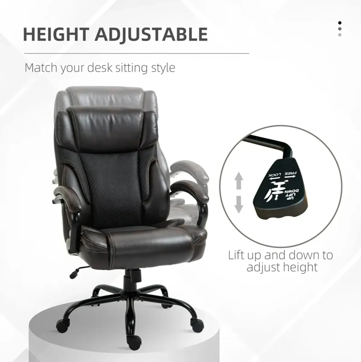 Brown Executive Comfort: 484LBS Big and Tall High Back Office Chair