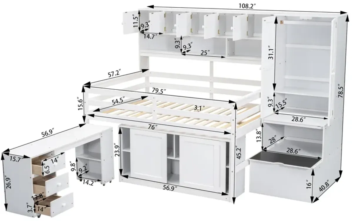 Merax Storage Loft Bed  with Desk