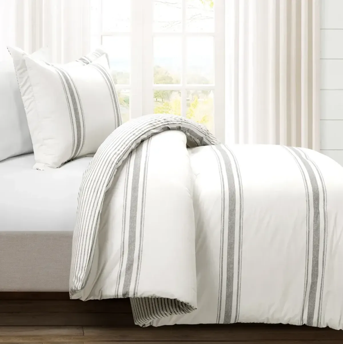 Farmhouse Stripe Reversible Cotton Comforter 2-Pc Set