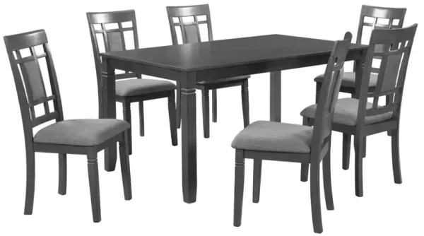 7-Piece Farmhouse Rustic Wooden Dining Table Set Kitchen Furniture Set with 6 Padded Dining Chairs