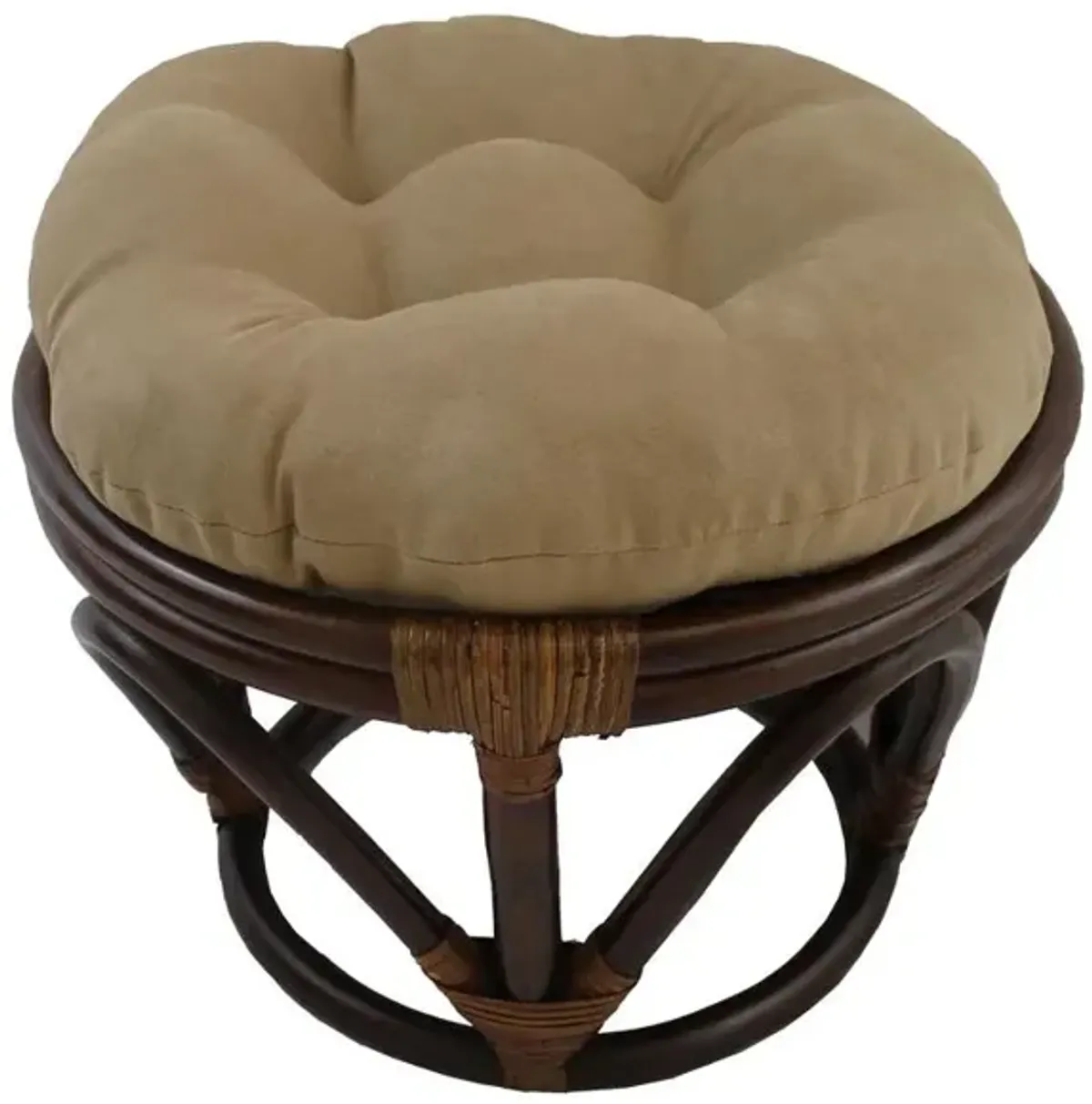 Rattan Ottoman with Micro Suede Cushion