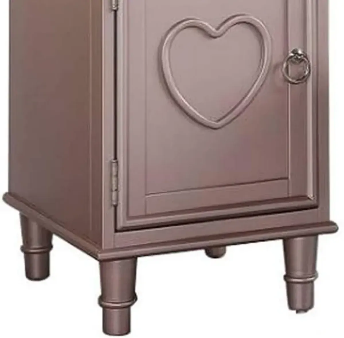 43 Inch Vanity Set, Accent Mirror, Included Matching Stool, Rose Gold Wood-Benzara