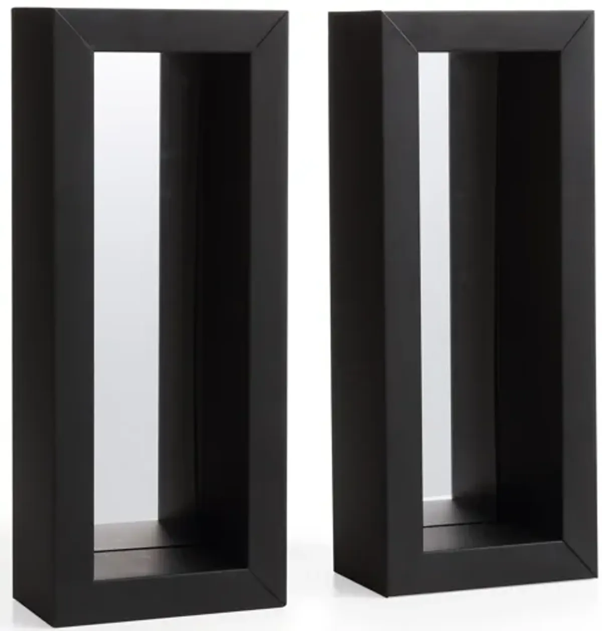 Vertical Mirror Pillar Candle Wall Sconces with Metal Frame (Set of 2)