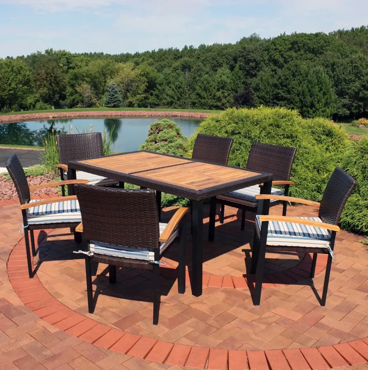 Sunnydaze Carlow Resin Wicker 7-Piece Patio Dining Set