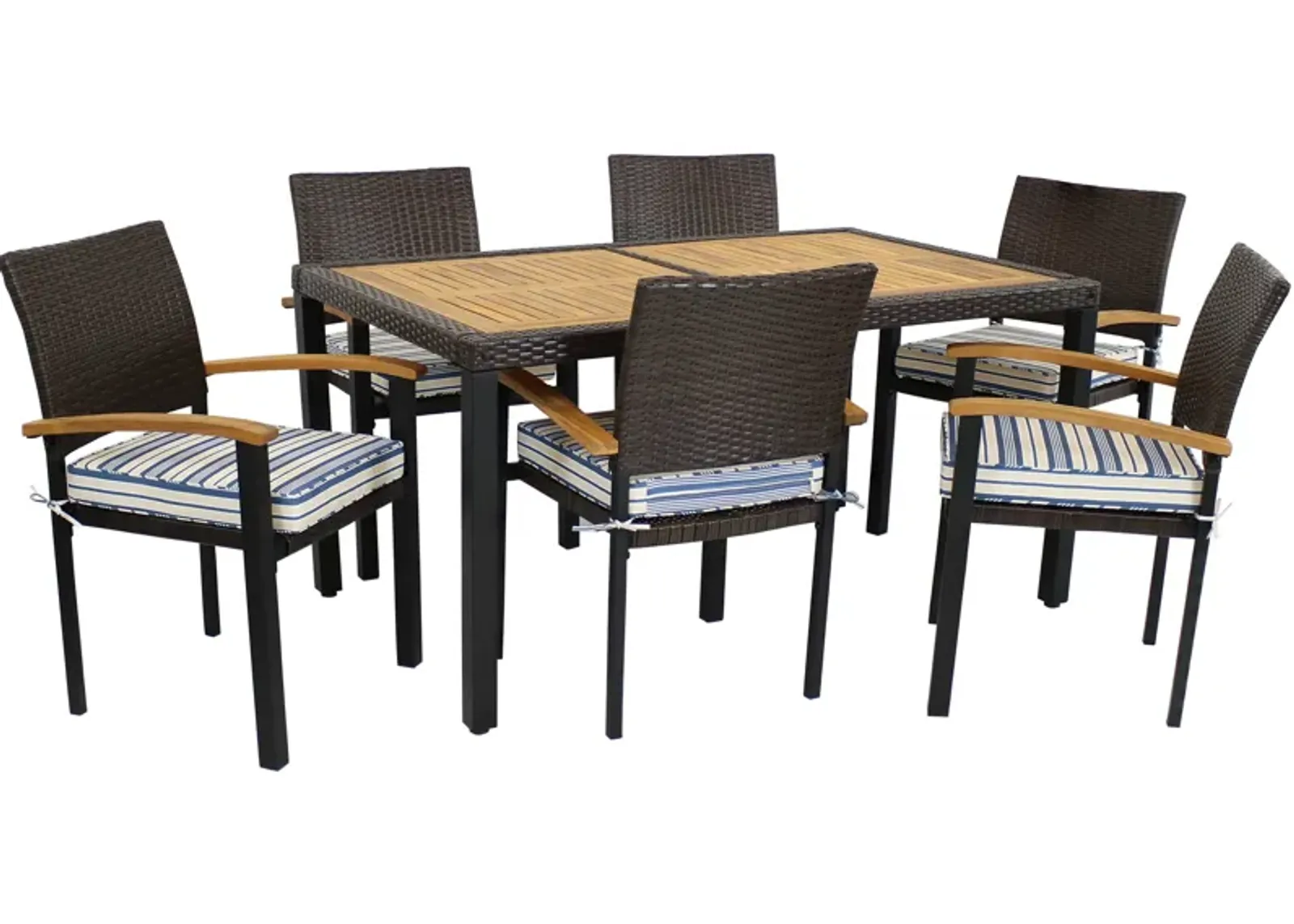 Sunnydaze Carlow Resin Wicker 7-Piece Patio Dining Set