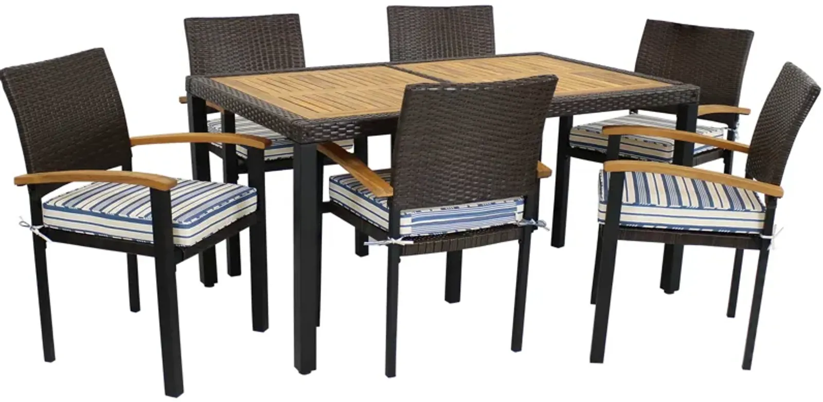 Sunnydaze Carlow Resin Wicker 7-Piece Patio Dining Set