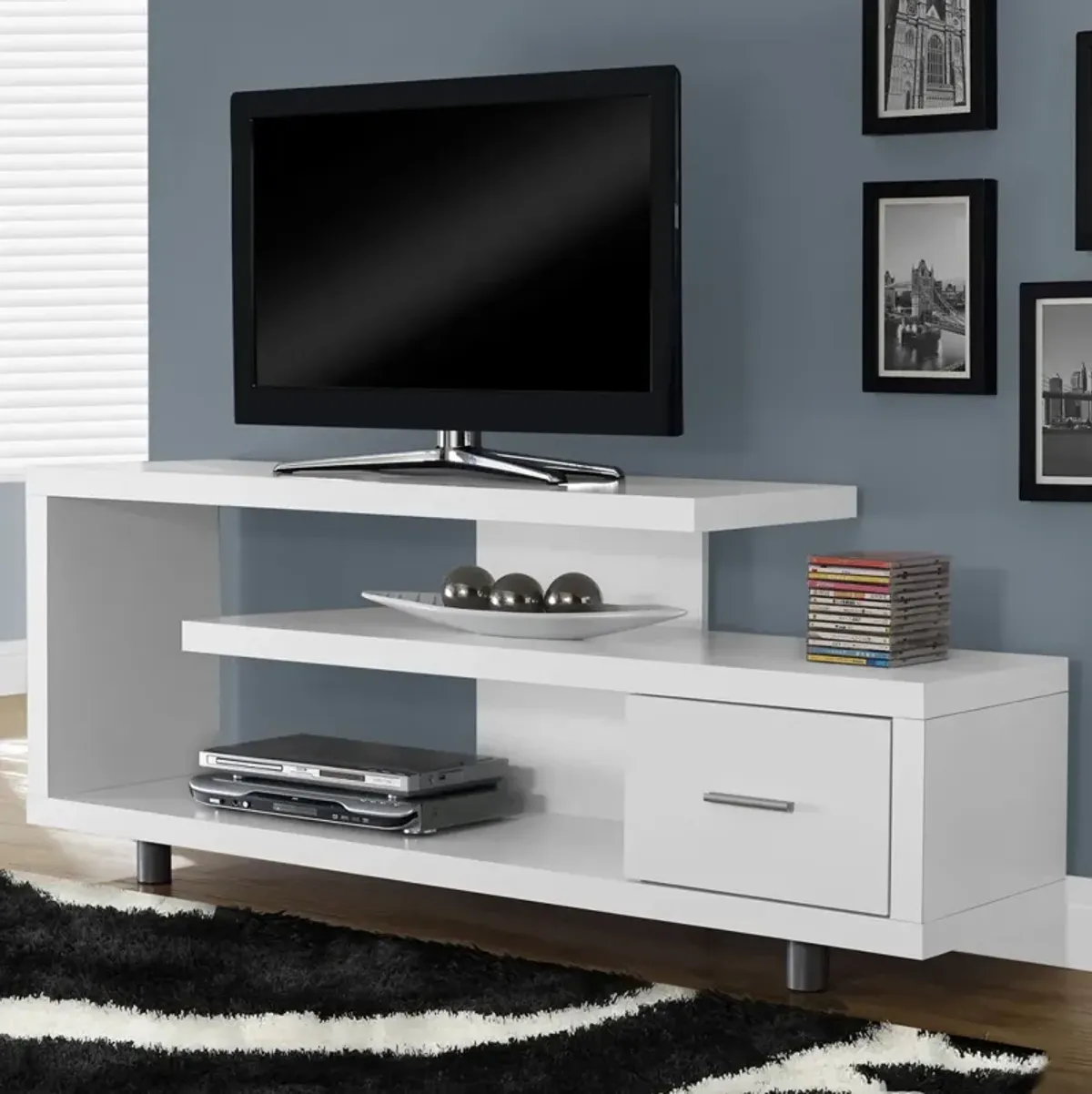 Hivvago White Modern TV Stand - Fits up to 60-inch Flat Screen TV