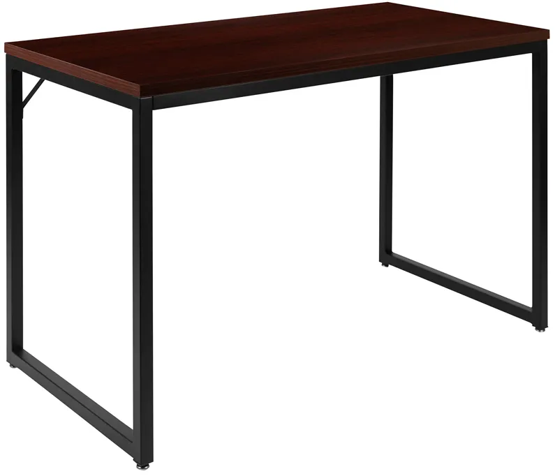 Flash Furniture Tiverton Industrial Modern Desk-Mahogany/Black Commercial Grade Computer Desk-47" Sturdy Home Office Desk-Writing Desk