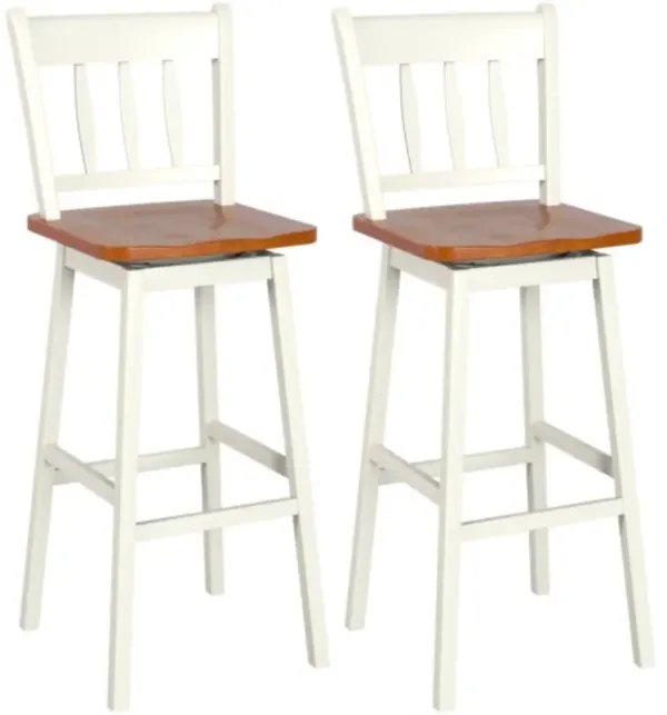 Set of 2 Swivel Bar Stools with 360� Swiveling