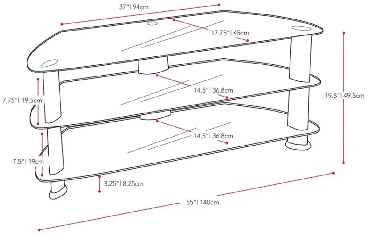 CorLiving Laguna Satin Black TV Stand, for TVs up to 60
