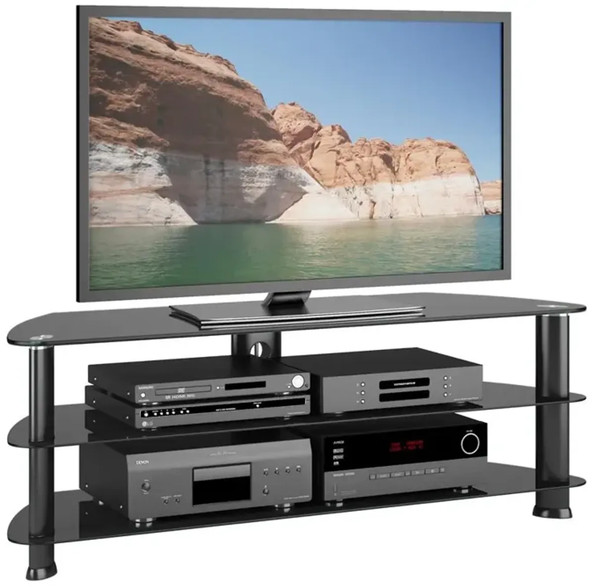 CorLiving Laguna Satin Black TV Stand, for TVs up to 60