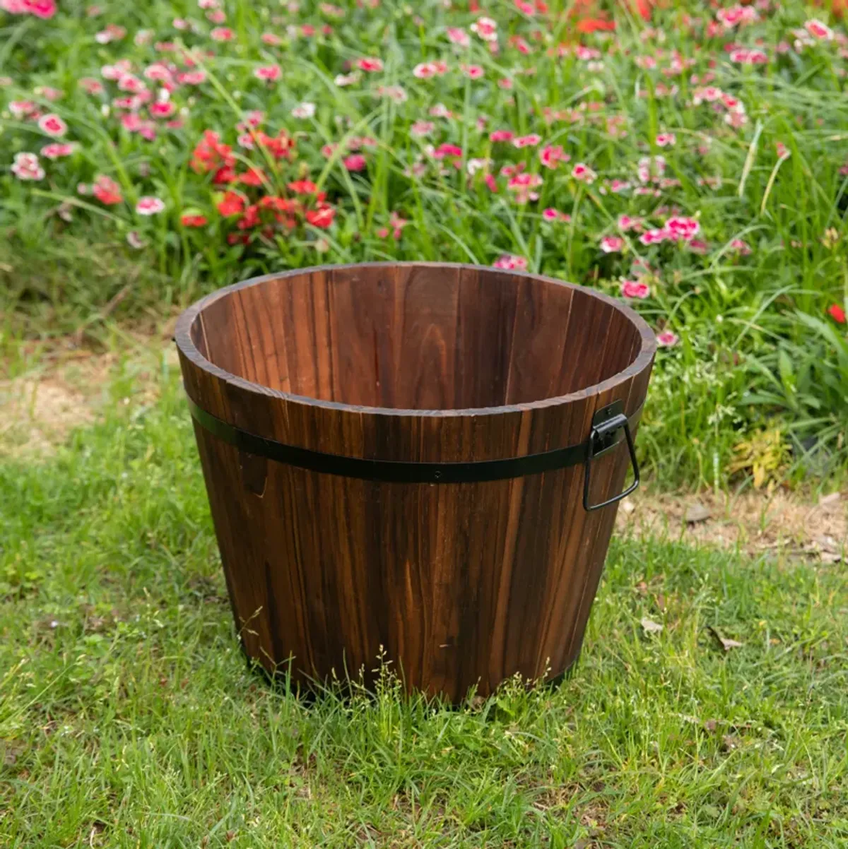 Wooden Whiskey Barrel Planters, Medium