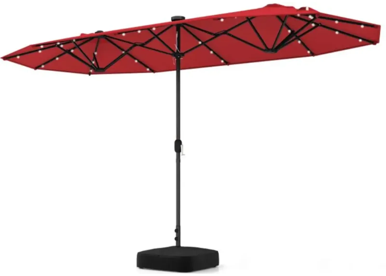 Hivvago 13FT Double-sided Patio Umbrella with Solar Lights for Garden Pool Backyard