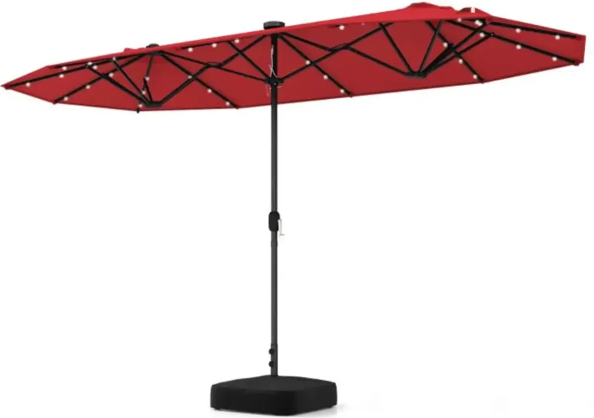 Hivvago 13FT Double-sided Patio Umbrella with Solar Lights for Garden Pool Backyard