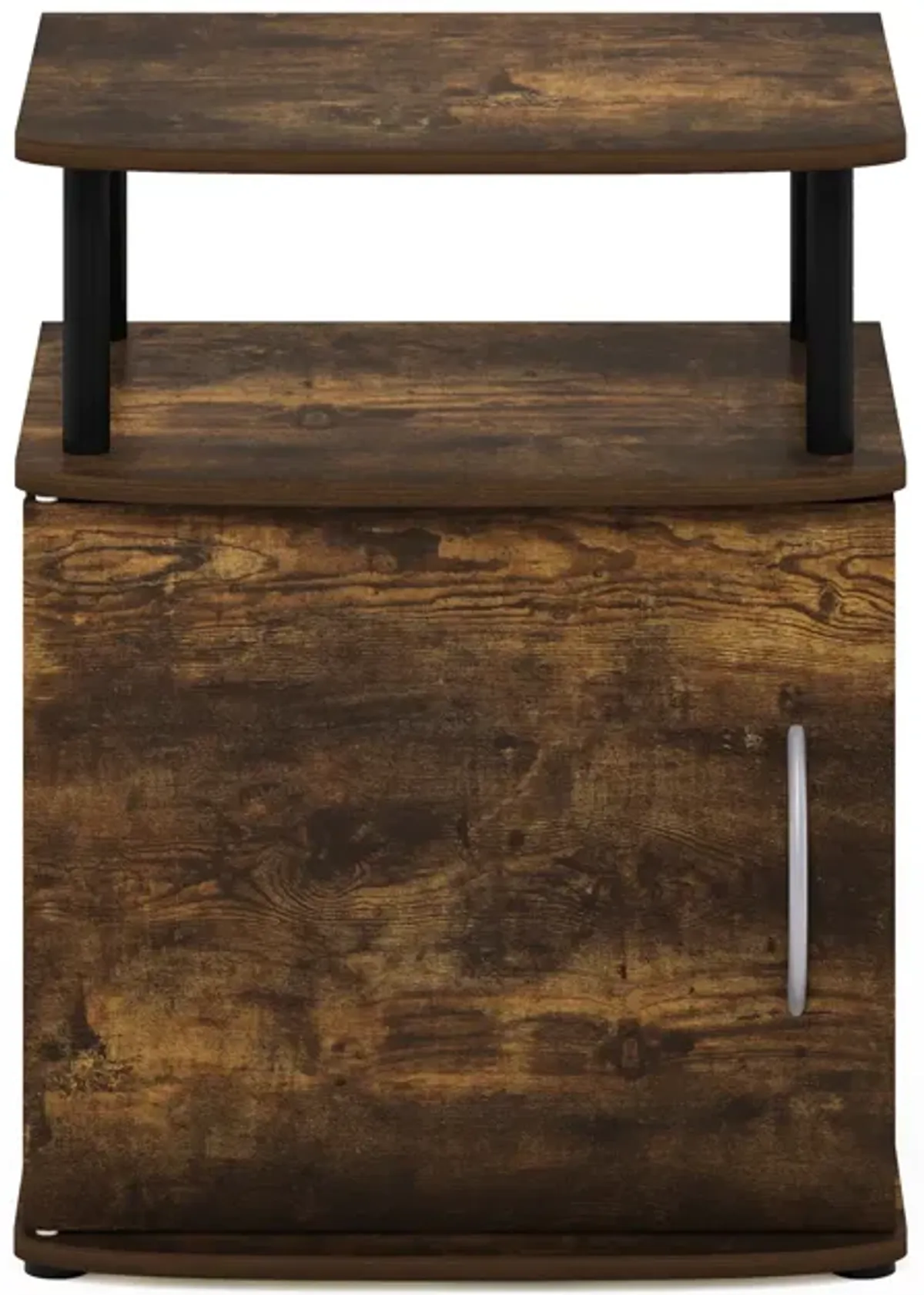 Furinno Jaya End Side Sofa Table/Nightstand with Door, Amber Pine/Black