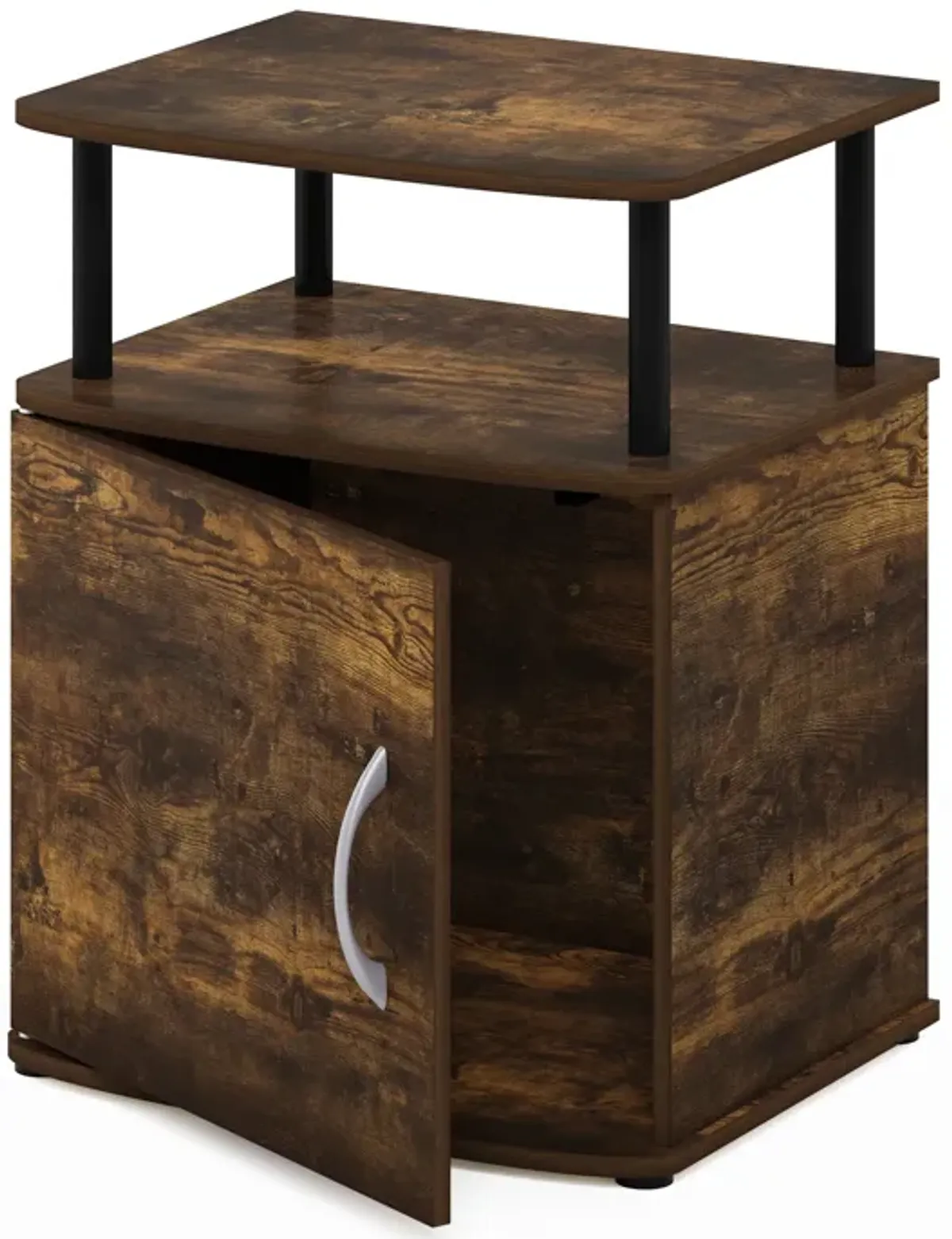 Furinno Jaya End Side Sofa Table/Nightstand with Door, Amber Pine/Black