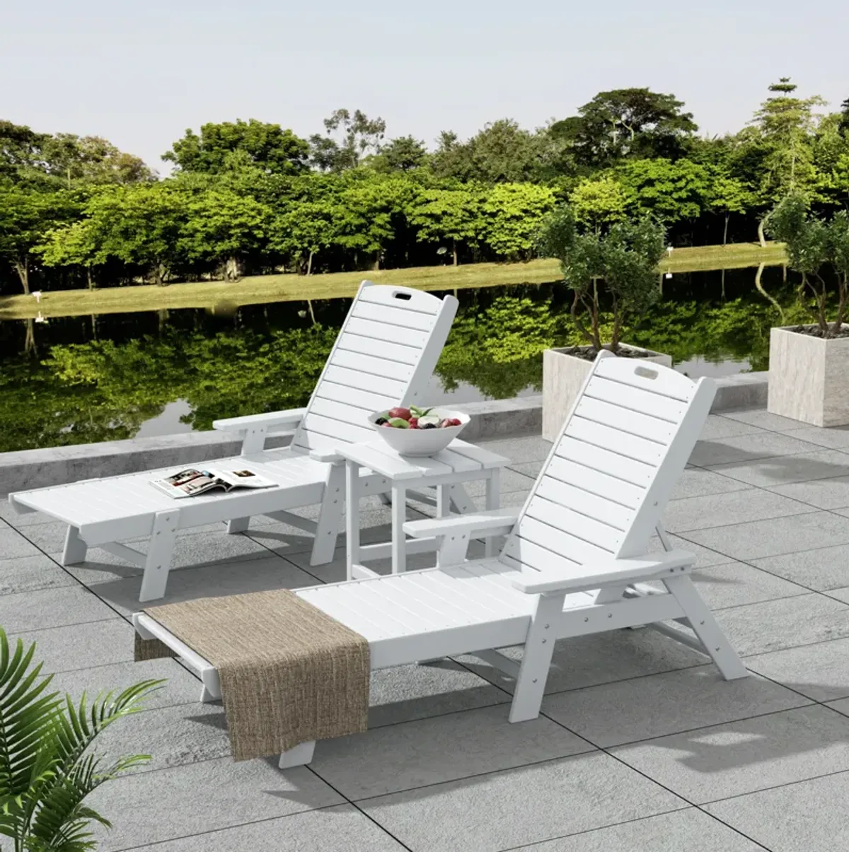 WestinTrends Adirondack Outdoor Chaise Lounge with Side Table Set